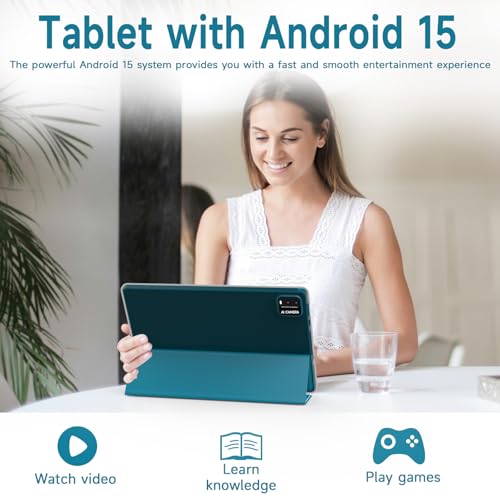 Image of 2 in 1 Android Table 10 Inch with Tablet Case and Stylus Pen Android 15 Tablet 5G WiFi-6 1280 x 800 Full HD IPS Display 6000mAh 64GB ROM + 12GB RAM (4+8 Virtal) 1024GB