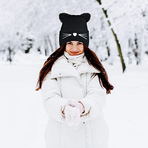 BEIFON Cappello Donna Pon Pon Cappelli Invernali Cappelli Orecchie da Gatto Berretto Lana Beanie Lavorato a Maglia Cappellino Caldo Elastico Berretta per Sport All'Aria Aperta Corsa Sci Pattinaggio Ci - Image 7