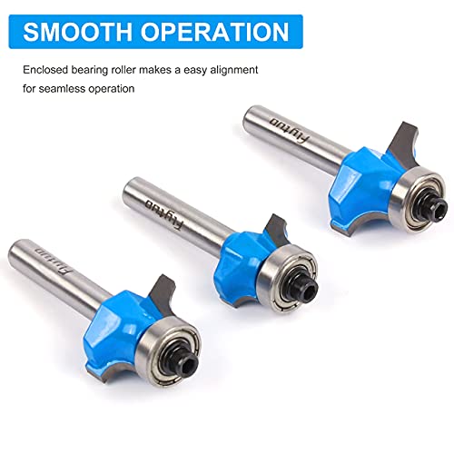 Image of 3Pcs Roundover Edging Router Bit Set 1 /4 inch Shank, Corner Rounding Edge-Forming Router Bit Set, Woodworking Milling Cutter (Diameter: 1 /4 inch, 3 /8 inch, 1 /2 inch, Radius: 1 /8'', 3 /16'', 1 /4'')