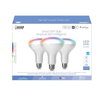 Feit Electric BR30 Smart Flood Light Bulb,2.4GHz WiFi Color Changing and Dimmable, No Hub, Compatible with Alexa or Google Assistant BR30 Smart LED Light Bulb, BR30/RGBW/CA/AG, 65W (Pack of 3)