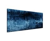 Sinus Art 150x50cm Wandbild – Farbe Blau Petrol Panoramabild Wandbild auf echter Leinwand in sehr hoher Qualität - Abstrakt Acryl mit Pinsel III