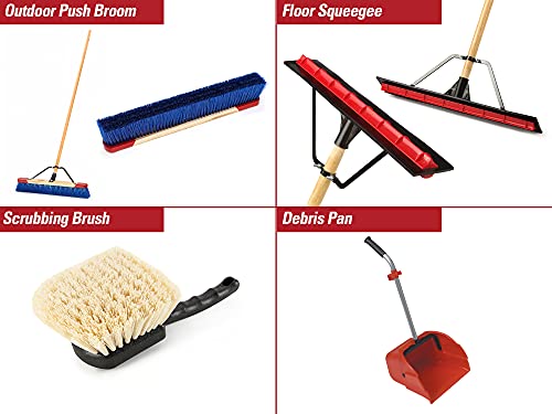 Harper 37518500 Heavy Duty Cleaning Set With Outdoor Push Broom, Floor Squeegee, Debris Pan And Handheld Scrubbing Brush #TOP7