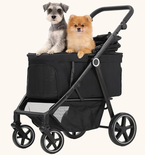 Dec-Mec Dog Stroller for Medium Large Dogs up to 66lbs,Pet Stroller for 2 Small Dogs with Adjustable...