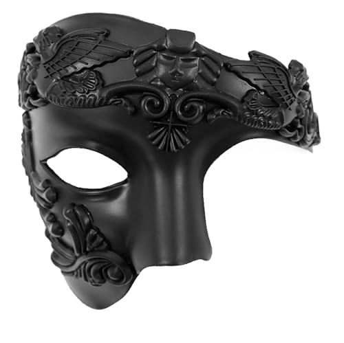 Vxcvzv Máscara de mascarada para hombre, guerrero romano, media cara, estilo veneciano, Halloween, carnaval, fiesta, accesorio