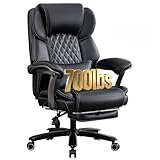 NYOAK 700lbs Big and Tall Office Chair for Heavy People–Heavy Duty Executive Chair with Adjustable Lumbar Support, Metal Base, PU Caster Wheels, Wide Seat for Sitting All Day