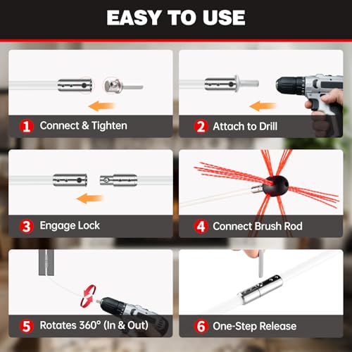image for Morinoli 39 Feet Chimney Sweep Kit, Chrome Button Locking System, Chim