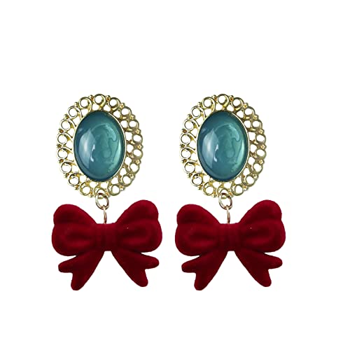 Boucles d'oreilles Noël princesse nœud velours ovale pour bijoux de banquet