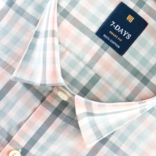 Image of 7-DAYS Men's Premium Check Shirt - 100% Cotton, Tailored Fit (Between Slim & Regular), Full Sleeve, with Pocket - Smart Office & Casual Look