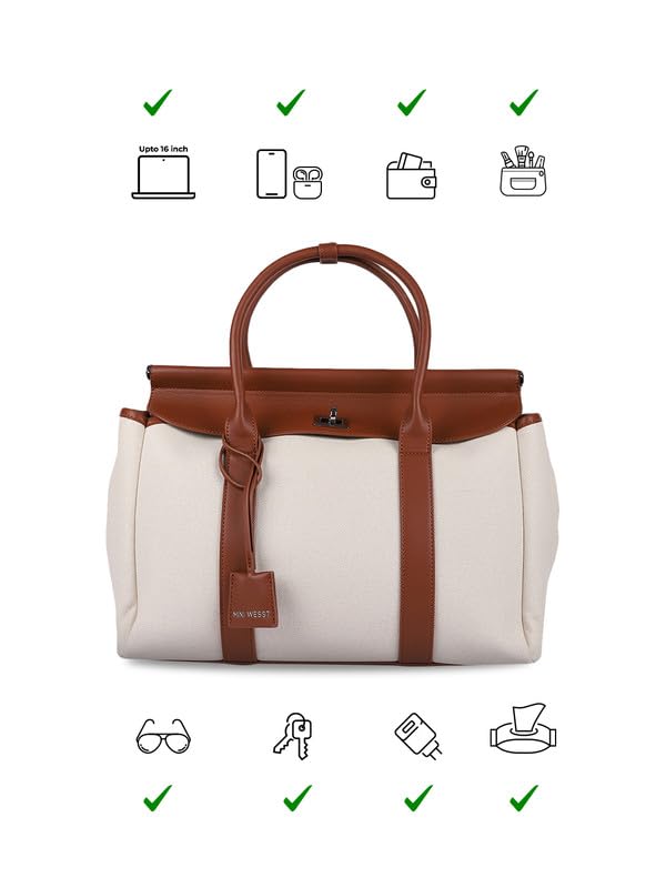 Image of MINI WESST Madeline Classic Tote Bag | Spacious Interior | Lightweight | Vegan Leather | Travel | Shopping | Office | Picnic