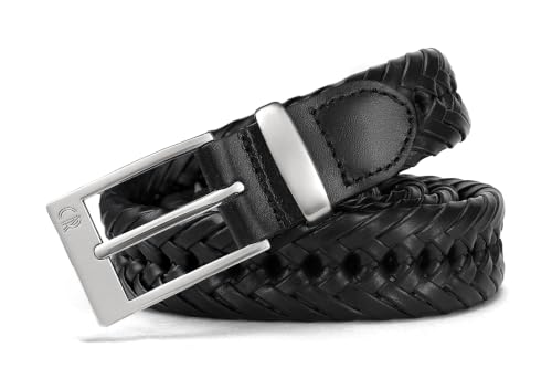 Image of CHAOREN Leather Braided Belts for Men - 1 1 /8 inch Mens Casual Woven Leather Belt for Dress Pant