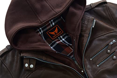 A&H Apparel Mens Top Grain Cowhide Warm Fashion Moto Leather Jacket With Removable Hood2