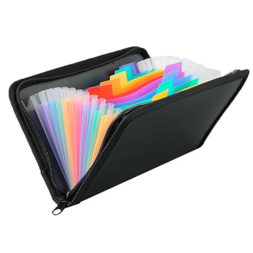 Fächermappe A6 mit Reißverschluss, 13 Fächer Karteikarten Mappe A6 Organizer, Wasserfeste DIN A6 Dokumententasche, Mini Fächermappe Karteikarten Ordner für Büro, Schule, Reisen und Coupons