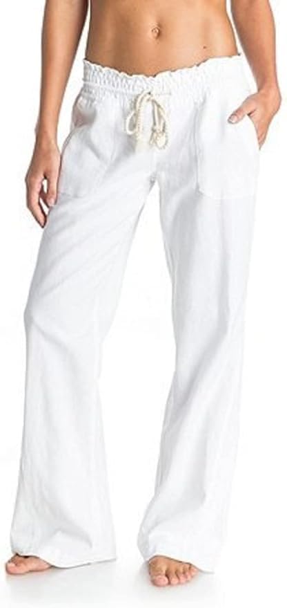 Roxy Womens Oceanside Pant Linen Pockets Comfortable Breathable Summer Beach Cover Up Elastic Drawstring Waist Sea Salt XX-Large