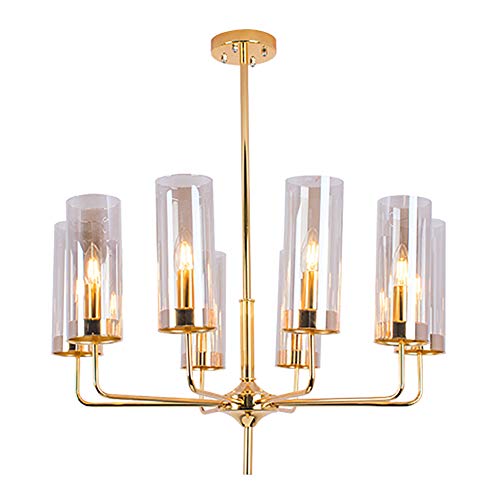 Lustre en verre postmoderne 8 lumières et suspension design en fer