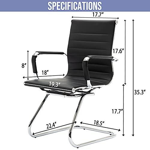 Wahson Office Guest Chairs, 4 Pack Reception Chairs for Waiting Room/Conference Room, with Faux Leather and Sled Base, Set of 4, Black - Image 3