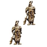 Didiseaon Llavero Vintage de Latón Guan Gong 2 Piezas, Adorno Colgante Multifuncional para Llaves y Bolso, Decoración Artesanal Resistente y Ligera para Uso Diario