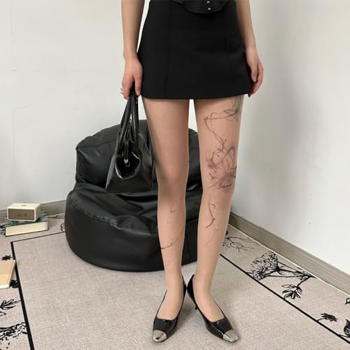 Premium Mock Tattoo Splashed Ink Patterned Women's Tights with Designs Pantyhose Sheer Stockings2