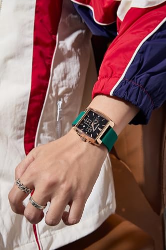 Image of Daniel Hechter Paris Alma Collection Watch for Men Premium Chronograph Watch Black Square Dial Silicone Strap, Multi-Function, Date Display Luxury