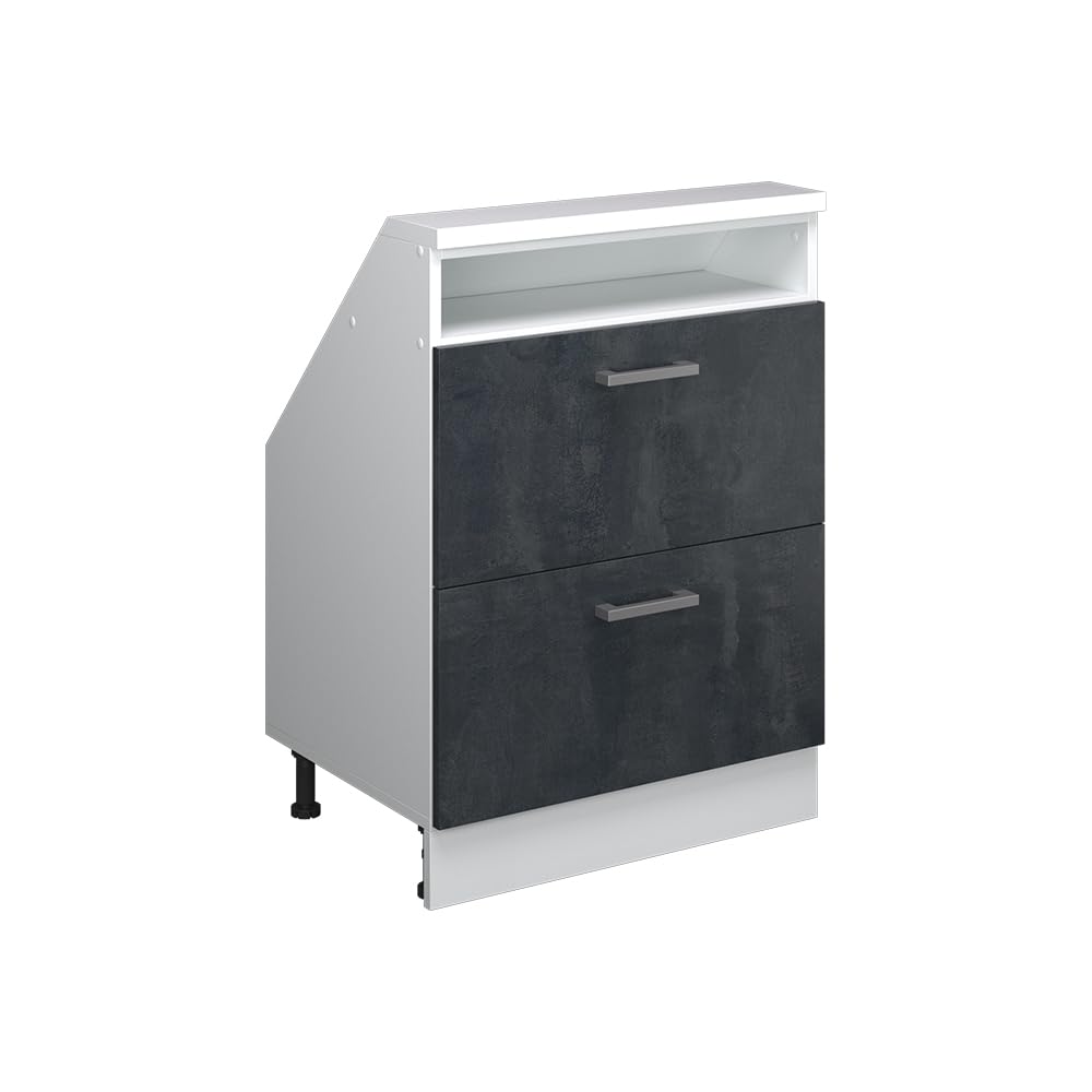 Vicco Wardrobe for sloping ceiling Rion, Black concrete/White