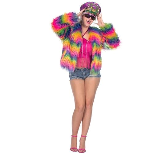 CREATIV DISCOUNT NEU Damen-Kostüm Plüsch-Jacke Rainbow, bunt, Gr. 44-46