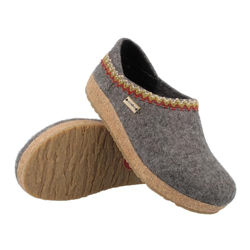 Image of HAFLINGER Grizzly GZH Zigzag Felt Clog Wool Shoe