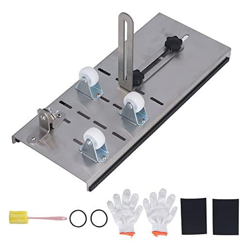 Respicefinem 3 Wheel Glass Cutter with Non Slip Base Adjustable Bracket DIY Wine Bottle Cutting Machine Kit Adopt Diamond Carbide Blade with High Hardness and Wear Include 3