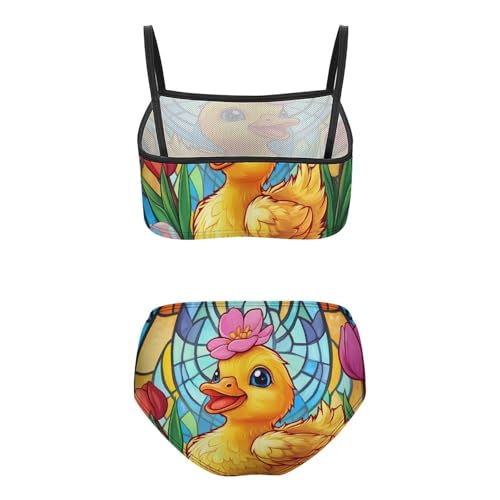 Duck Tulip Flowers Girls Bikini Swimsuit Two Piece Bathing Suit Beach Swimwear2