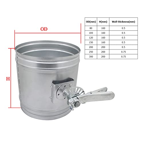 Ofenrohr drosselklappe lüftung absperrklappe manuell eisen lüftungsklappe luftklappe handhebel lüftungsrohr kamin Kaminrohr rauchrohr OD80-300