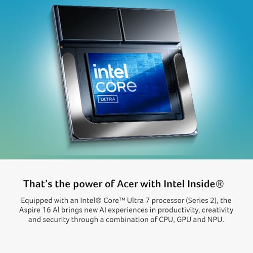 Image of Acer Aspire 16 AI Copilot+ PC | 16 inch WUXGA 120Hz Touch Display | Intel Core Ultra 7 Processor 256V (Up to 47 NPU Tops) | Intel Arc 140V | 16GB LPDDR5X | 512GB PCIe Gen 4 SSD | Wi-Fi 7 | A16-52MT-79WA