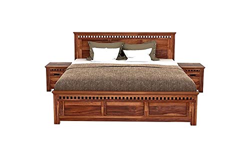 Image of Wooden King Size Bed Without Storage Solid Wood Foldable for Bedroom | Wooden Folding Cot King Size Bed Frame (King Size, Honey Finish, 1 Piece)