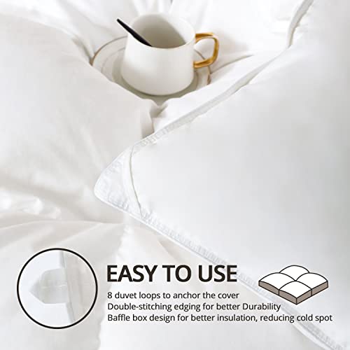 Globon Winter White Goose Down Comforter Queen Size,Down Duvet Insert 50 Oz,100% Cotton Shell,With Corner Tabs, White #TOP4
