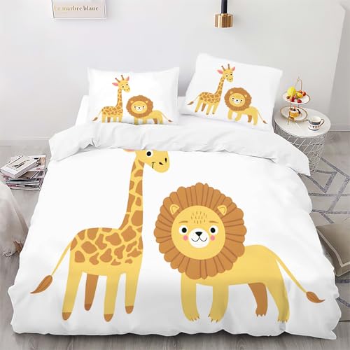phonxia Bettwäche-Set 180 X 200 cm Frühlingsdeko Bettbezug mit ReißVerschluss - 4 Teilige Bettwäsche Mikrofaser Gelber Löwe WendeBettwäsche...