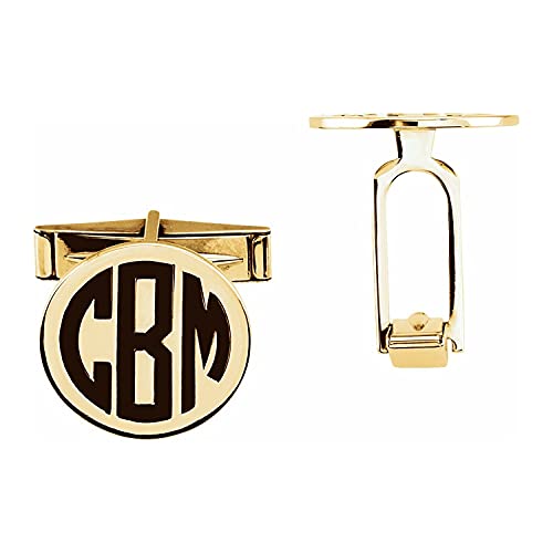 Gemelos grabables de oro amarillo 14K para hombre miniatura 2