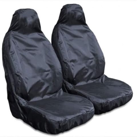 Carseatcover-UK Heavy Duty Black Waterproof Seat Covers for Cars, Vans, MPvs SUVs 4x4s - 2 x Fronts Cover
