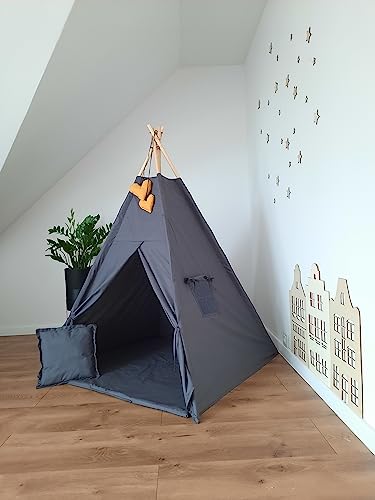 Tipoo Tipi-tent grafiet met gele accessoires, mat, stabilisator - Afbeelding 3