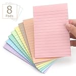 4x6 Inch Lined Sticky Notes, 8 Pack, Light Colors, Premium Self-Adhesive Notepads, Large Sticky Pads for Office, School & Home Use, Easy to Use, Reusable & Removable - Image 4