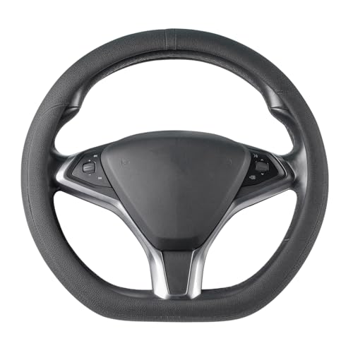 COFIT Coprivolante Auto Forma a D in Pelle Microfibra, Copri Volante Sportiva Universale, Copristerzo Antiscivolo, Compatibile 37-38cm, Nero