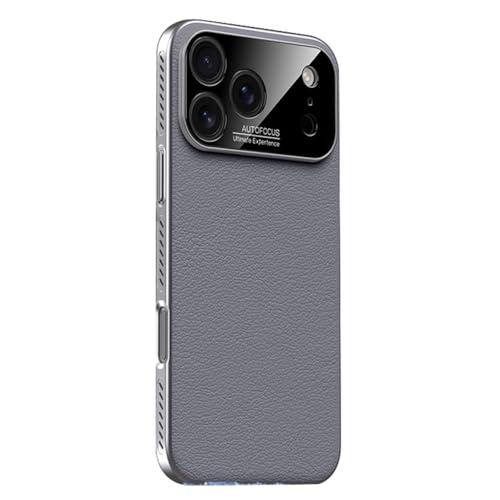 iPhone 17 Pro Max/17 Pro/Air/17用マグネット式ケース、フルラップレンズ保護スリムレザーカバー放熱ボーダー、グレー、Air