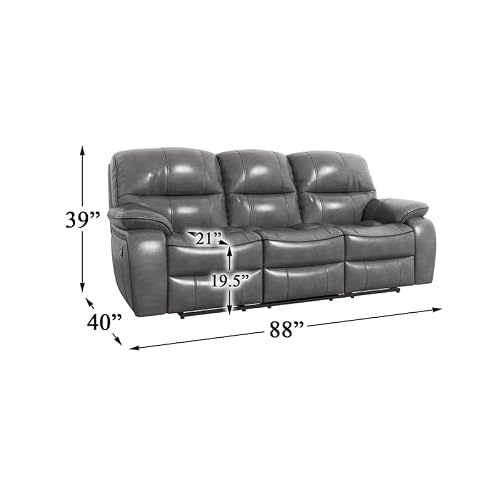 Homelegance Pecos Leather Gel Manual Double Reclining Sofa, Gray #TOP2