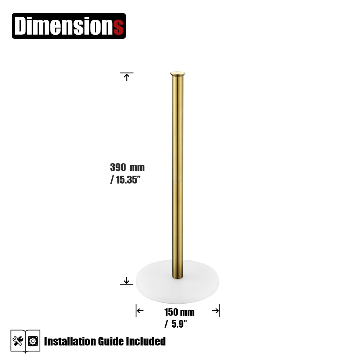 JQK Toilet Paper Storage Stand White Gold, 304 Stainless Steel Tissue Reserve Holder Dispenser for Bathroom Brushed Gold, TPS180-WG - Image 2