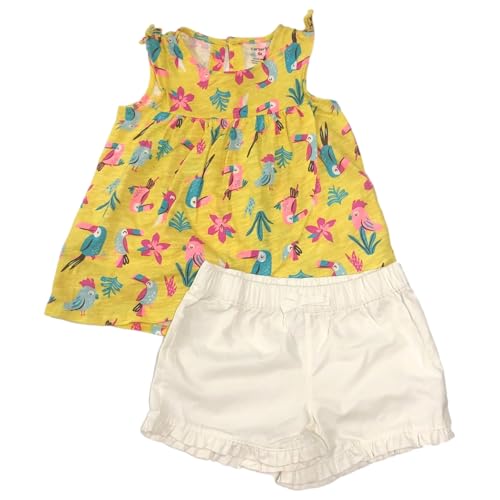 Vêtement coton bébé fille Carter's ensemble anti transpiration jaune short toucan d'été