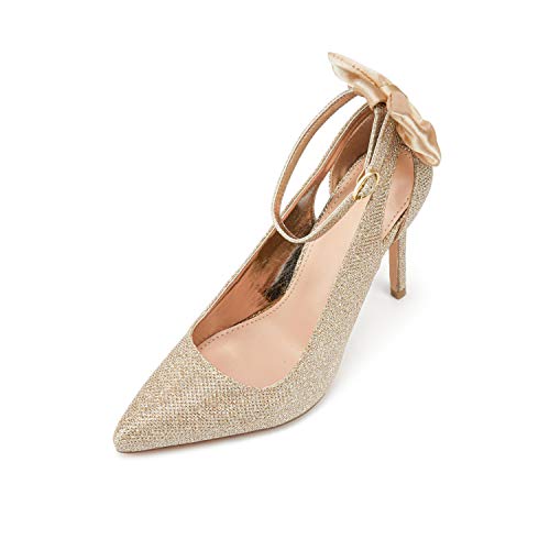 Image of Fashare Womens High Heels Bow Tie Back Sexy Stiletto Ankle Strap Wedding Dress Pumps Shoes