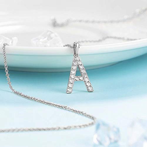 Tarsus Initial Cubic Zirconia Necklace Jewelry Gifts for Women Adjustable Chain 18" + 2"4