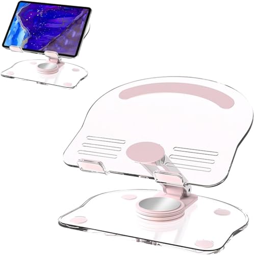 Prolet 360° Rotating Acrylic Tablet Stand, Foldable Adjustable Transparent Tablet Holder for Desk Home Office, Compatible with 4-13" Mobile Phones and Tablets-Pink (B0CP2DQJ2D) Amazon Price History, Amazon Price Tracker