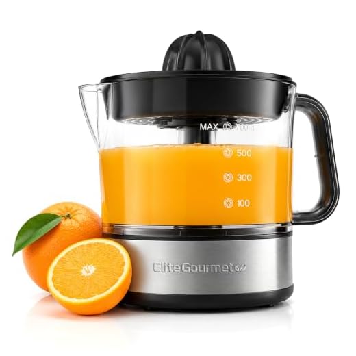 Elite Gourmet ETS623 Electric Citrus Juicer, 24 oz, Black/Stainless Steel