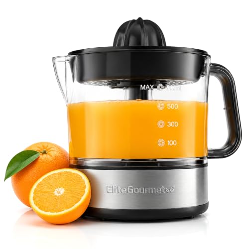 Elite Gourmet ETS623 Electric Citrus Juicer, 24 oz, Black/Stainless Steel