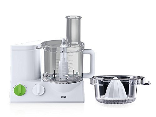 Braun FP3020 12 Cup Food Processor Ultra Quiet Powerful motor, includes 7 Attachment Blades + Chopper and Citrus Juicer , Made in Europe with German Engineering by Braun
