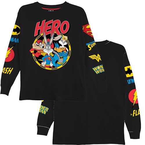 DC Comics Boys Superman Super Hero Long Sleeve T-Shirt, Looney Tunes for Little and Big Boys Sizes 4-203