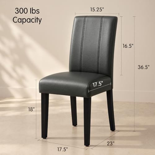Image of CHUN YI Dining Chairs Set of 4, Faux Leather Dining Room Chairs, Upholstered Modern Parsons Chairs for Dining Room Kitchen Side Chair with Sturdy Wood Legs, Grey (Only Chair)