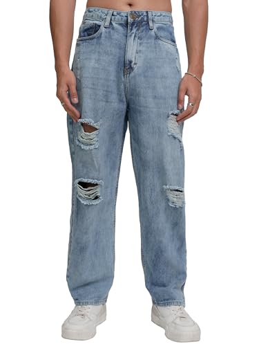 Highlander Men's Loose Fit | Mild Distress | Light Fade Jeans | Relaxed & Trendy | Comfortable Modern Edge
